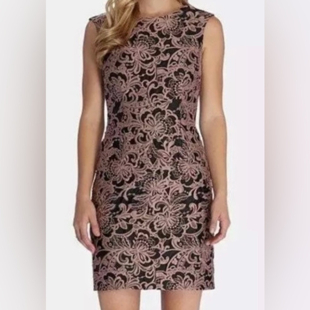 Tahari Black & Blush Dress Size 14